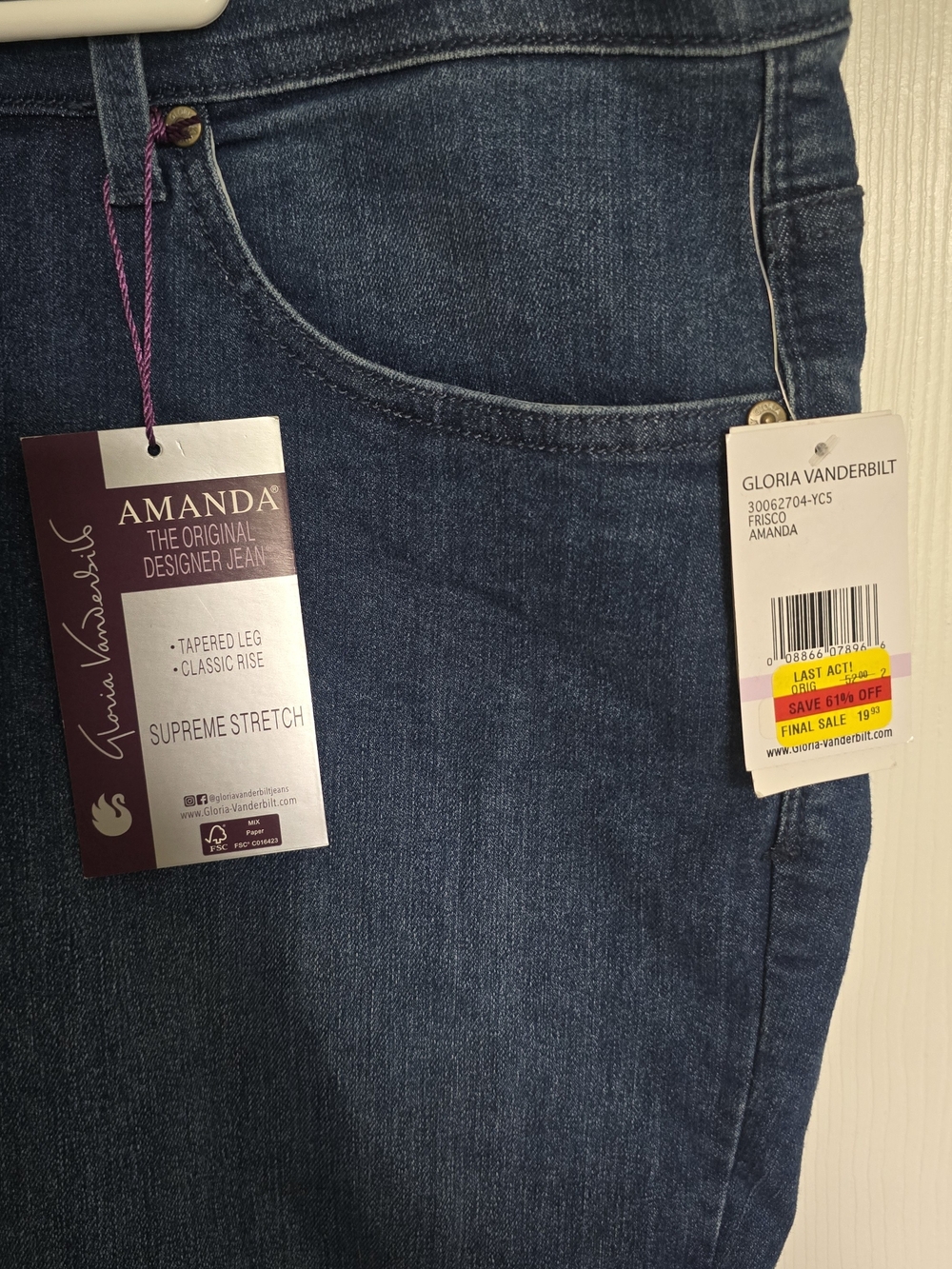 Women's Gloria Vanderbilt Denim Jean Plus Size Brand New - Size 22W - Picture 2 of 10